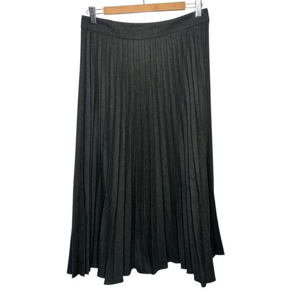 Zara Dk Gray Pleated Accordion Buttons Side Closure Midi Skirt Size M - Picture 4 of 6